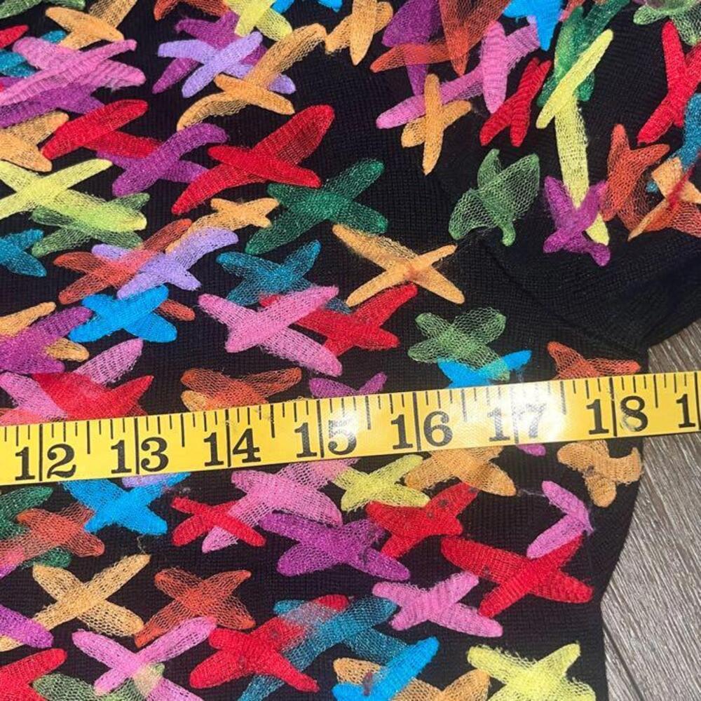 Michael Simon Women's Tulle Ribbon 3/4 Sleeve Cardigan Sweater Multicolor Size S - Picture 3 of 5
